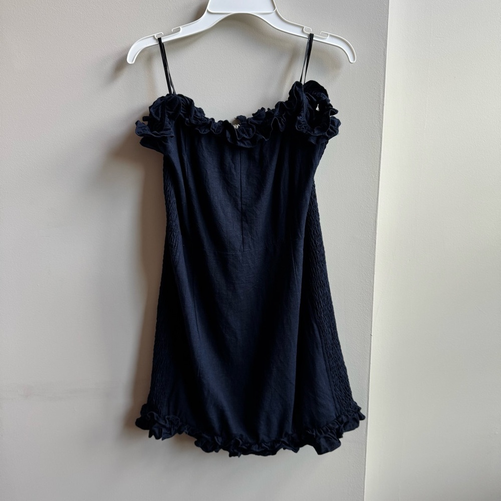 Lulu’s Elati Navy Blue Ruffled Off-the-Shoulder Bodycon Dress - Picture 3 of 12